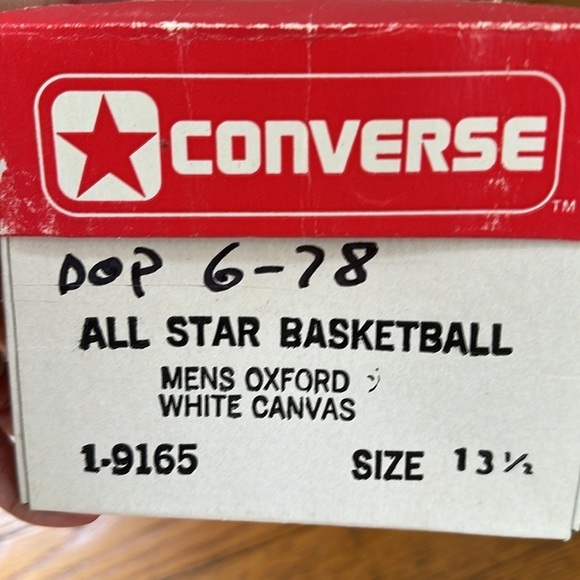 Vintage Converse All stars USA Made 1978 Oxford Basketball White Canvas 13.5. main image 2
